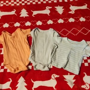 Baby One Piece Set - Orange, White, and Green